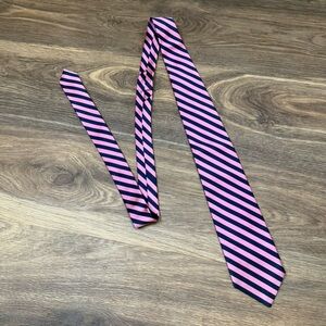 100% Silk Pink and Blue Striped Tie Truly Canadian